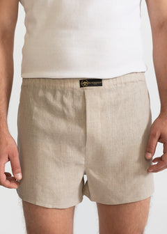 The Linen Boxer Shorts  Natural Beige