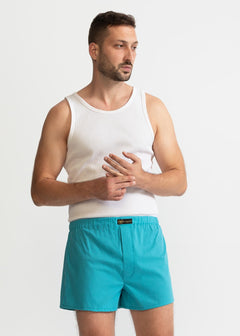 The Cotton Boxer Shorts Aqua Blue