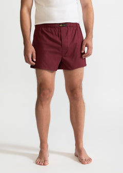 The Cotton Boxer Shorts Burgundy Red