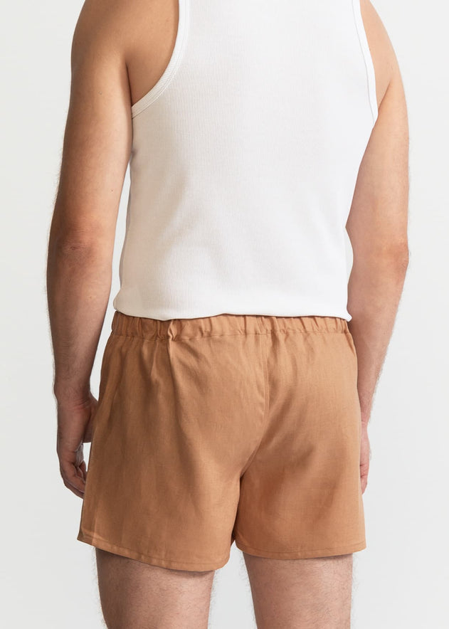 The Linen Boxer Shorts  Cappuccino Beige