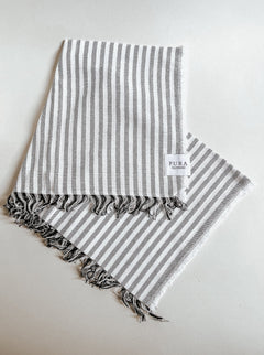 Beach Towel Stripes White/Grey