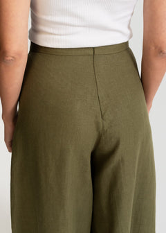 Women's Palazzo Linen Pants  Khaki