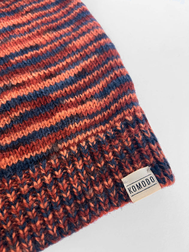 Close-up of hand-knitted lamb wool texture