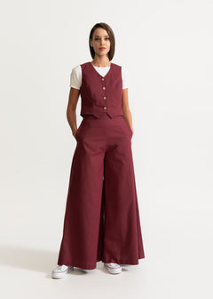 Women's Palazzo Cotton Pants Burgundy