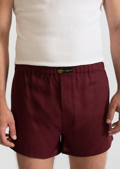 The Linen Boxer Shorts  Burgundy Red