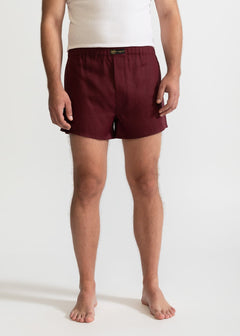 The Linen Boxer Shorts  Burgundy Red