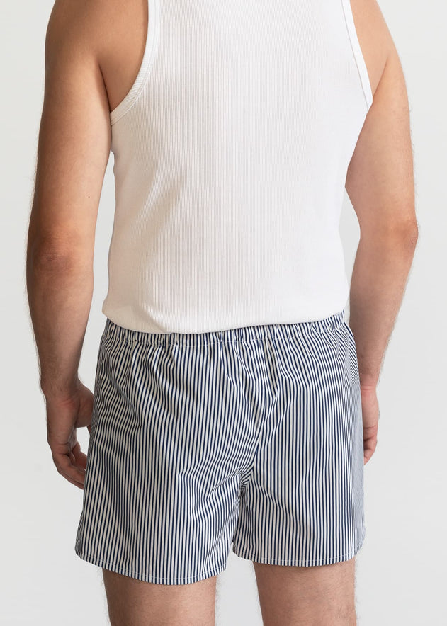 The Cotton Boxer Shorts Blue Stripes