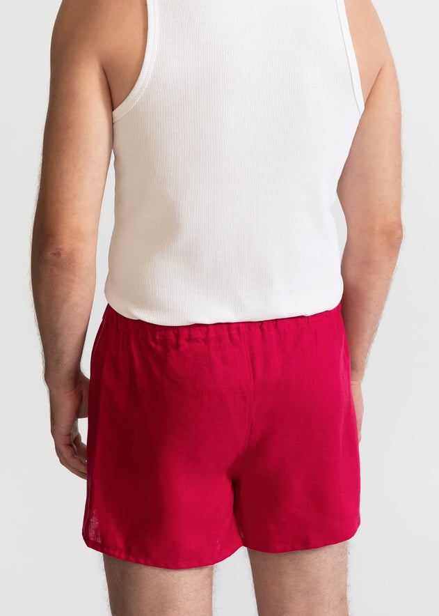 The Linen Boxer Shorts  Siclam Red