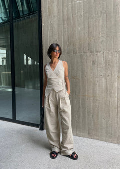 Chloe Double Breasted Linen Vest