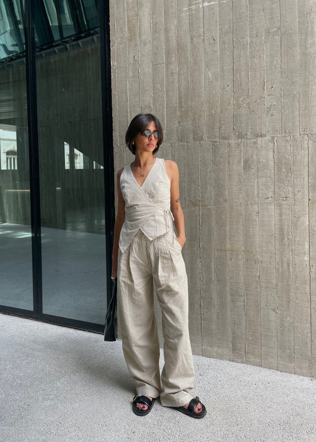 Chloe Double Breasted Linen Vest