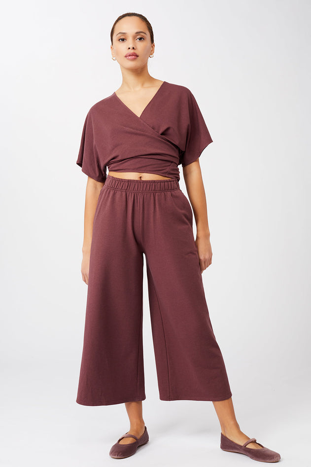 Holistic Wrap + Wild Leg Pants Cropped Ruby