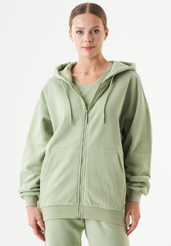 Jale Soft Touch Organic Cotton Sweat Jacket Sage Green