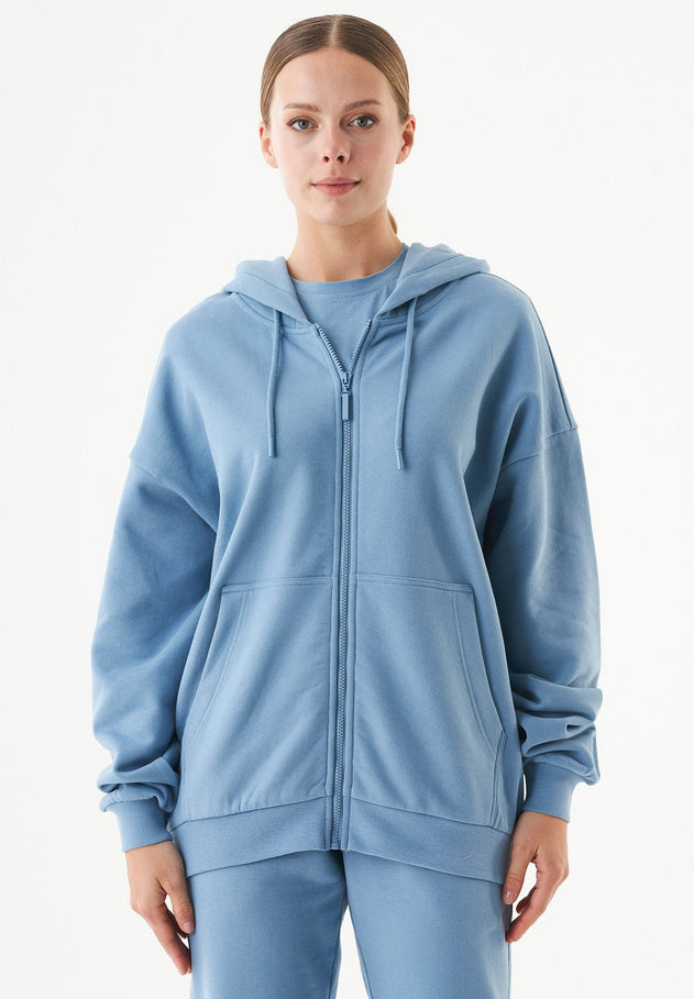 Jale Soft Touch Organic Cotton Sweat Jacket Steel Blue