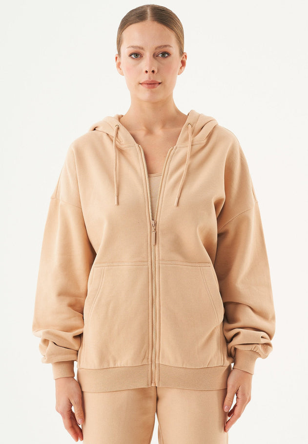 Jale Soft Touch Organic Cotton Sweat Jacket Beige