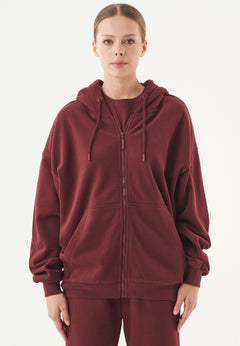 Jale Soft Touch Organic Cotton Sweat Jacket Bordeaux