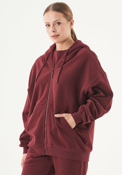 Jale Soft Touch Organic Cotton Sweat Jacket Bordeaux