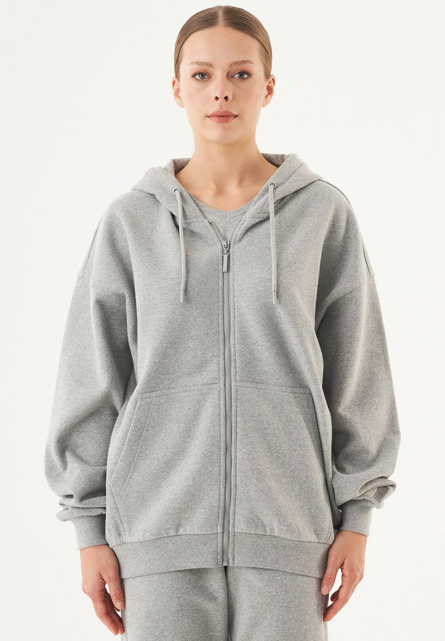 Jale Soft Touch Organic Cotton Sweat Jacket Grey Melange