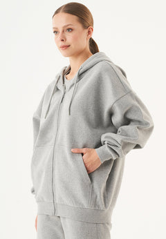 Jale Soft Touch Organic Cotton Sweat Jacket Grey Melange