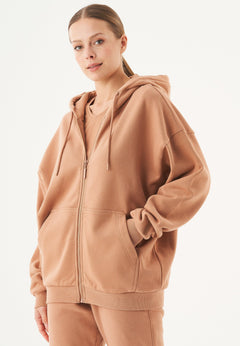 Jale Soft Touch Organic Cotton Sweat Jacket Light Brown