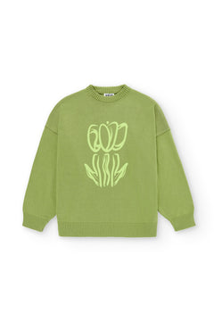 Printed Tulip Sweater Green