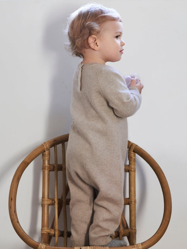 Baby's Embroidered Cashmere Jumpsuit Cat