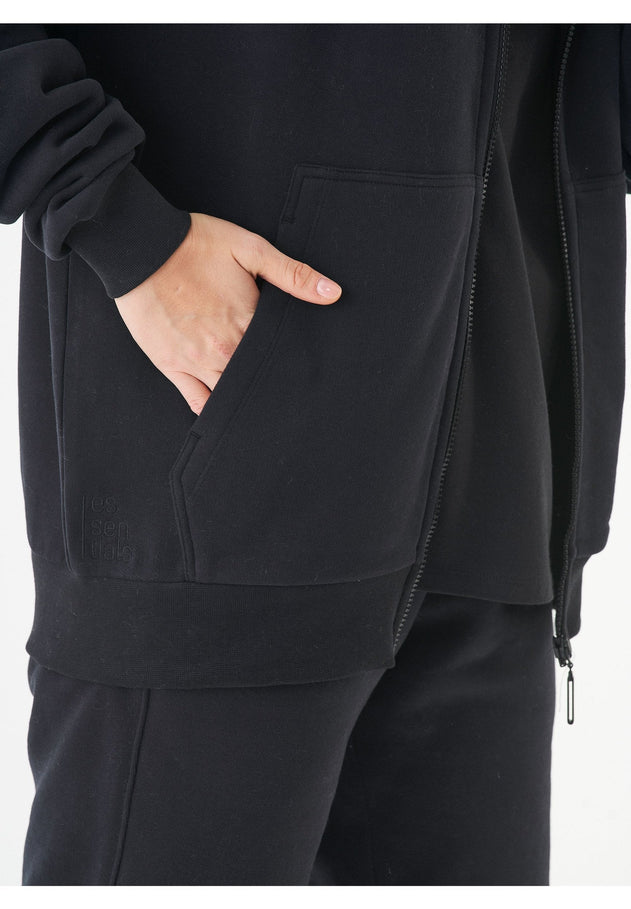 Junda Unisex Soft Touch Organic Cotton Sweat Jacket Black