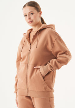 Junda Unisex Soft Touch Organic Cotton Sweat Jacket Light Brown