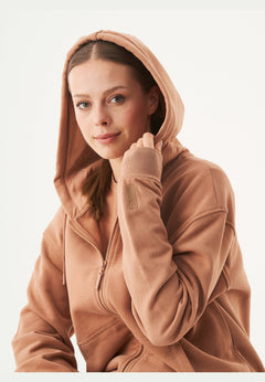 Junda Unisex Soft Touch Organic Cotton Sweat Jacket Light Brown