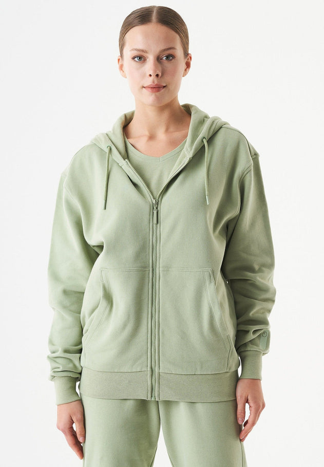 Junda Unisex Soft Touch Organic Cotton Sweat Jacket Sage Green