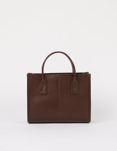 Jackie Midi Bag with Webbing Strap Classic Leather Chocolate Brown