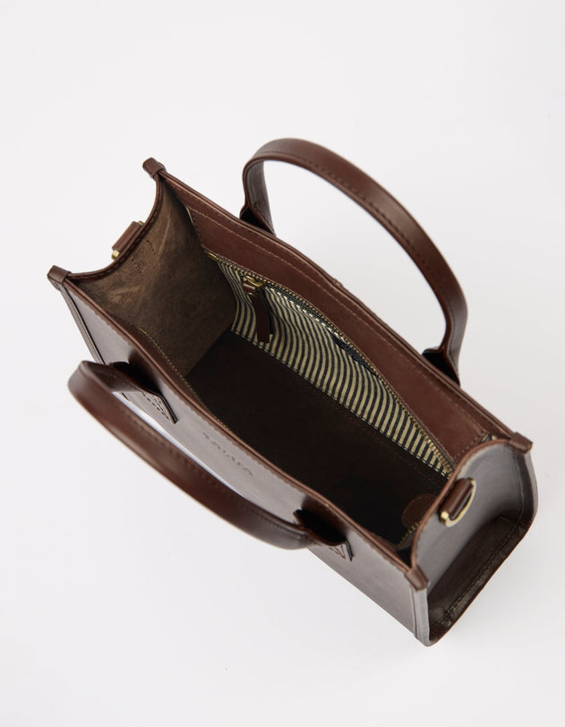 Jackie Midi Bag with Leather Strap Classic Leather Chocolate Brown