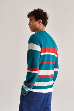 Gabriel Stripe Jumper Evergreen