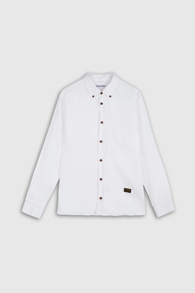 Enda Pocket Shirt Optical White Linen