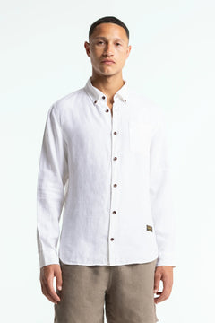 Enda Pocket Shirt Optical White Linen