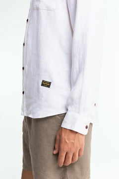 Enda Pocket Shirt Optical White Linen