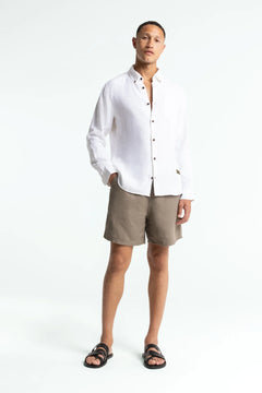 Enda Pocket Shirt Optical White Linen