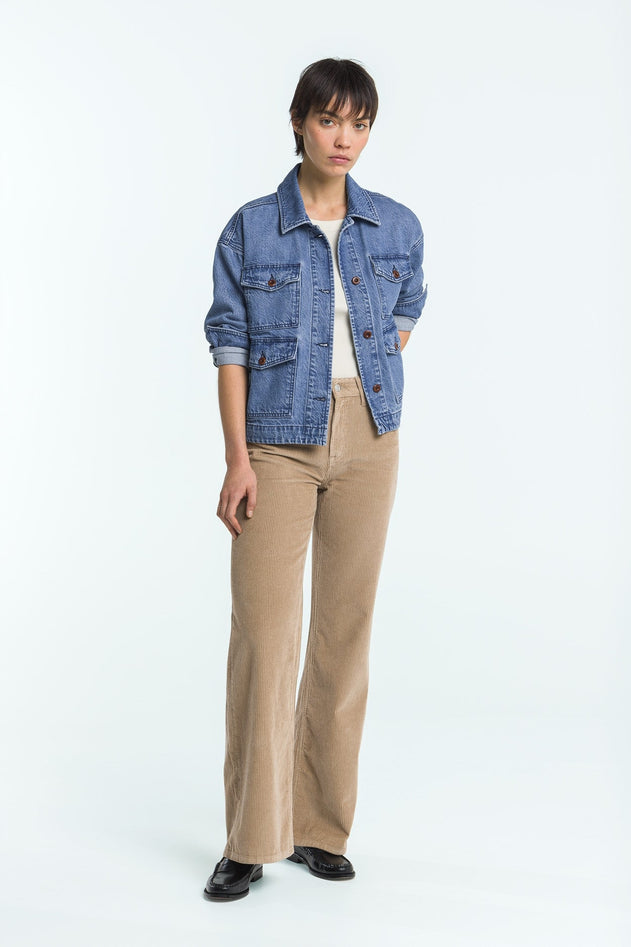 Jane Corduroy Trousers Silver Mink