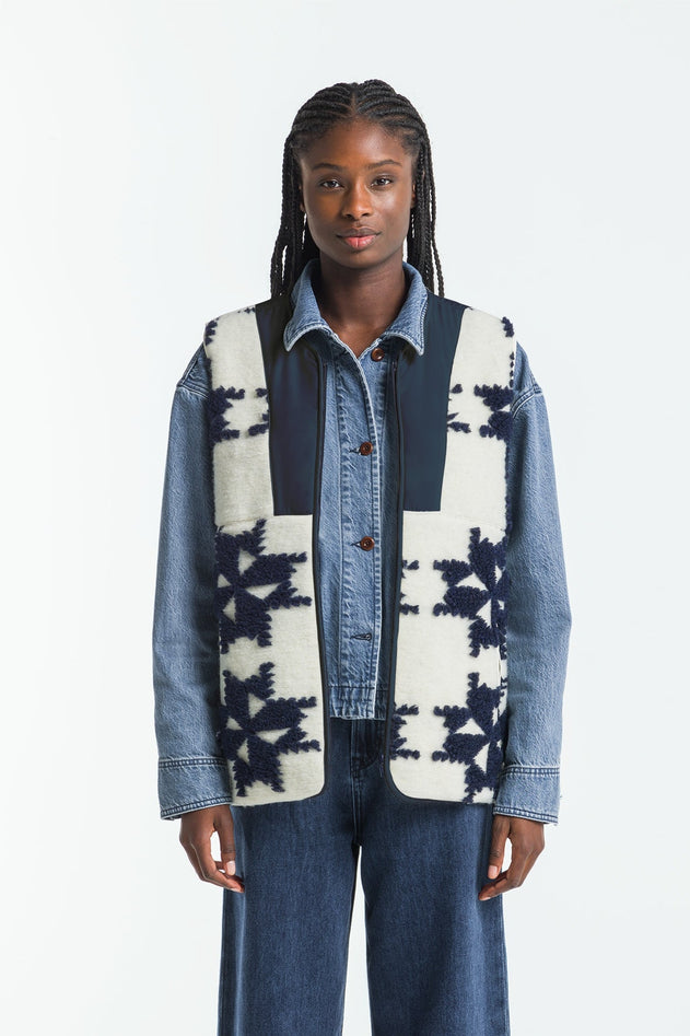 Tenji Unisex Jacquard Vest Blue Windmill