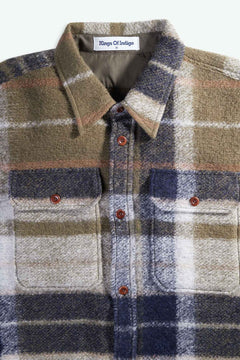 Men's Kogyoku Overshirt Burnt Olive Green Check