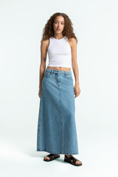 Amirah Maxi Denim Skirt Blue Reef Mid