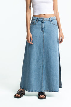 Amirah Maxi Denim Skirt Blue Reef Mid