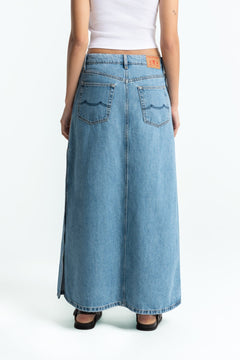 Amirah Maxi Denim Skirt Blue Reef Mid