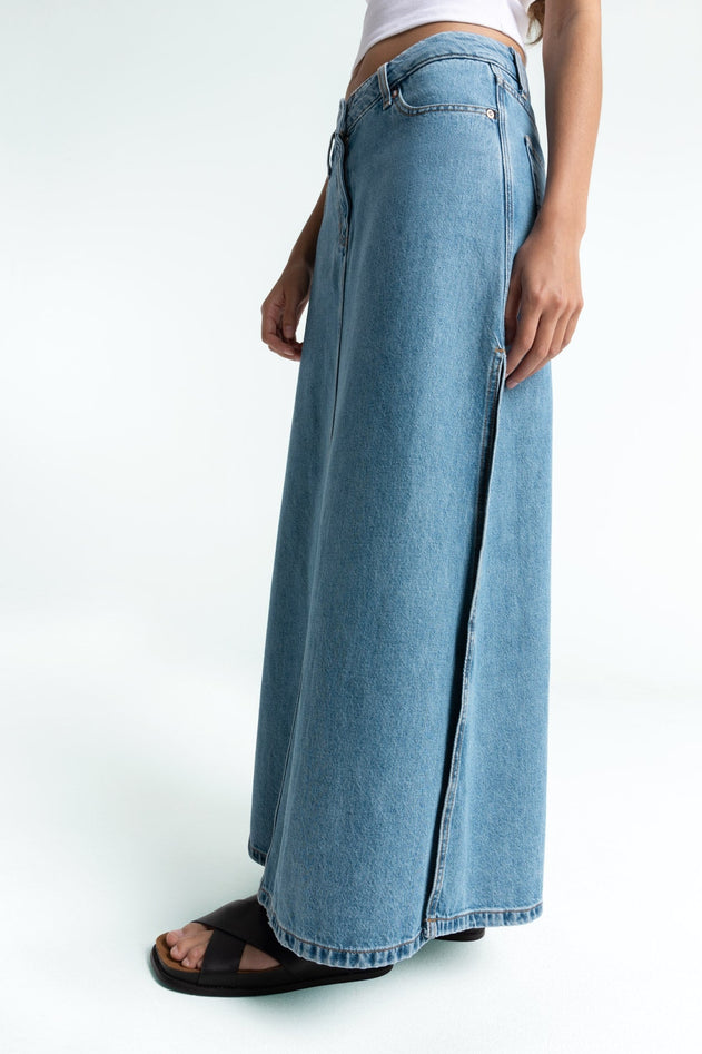 Amirah Maxi Denim Skirt Blue Reef Mid