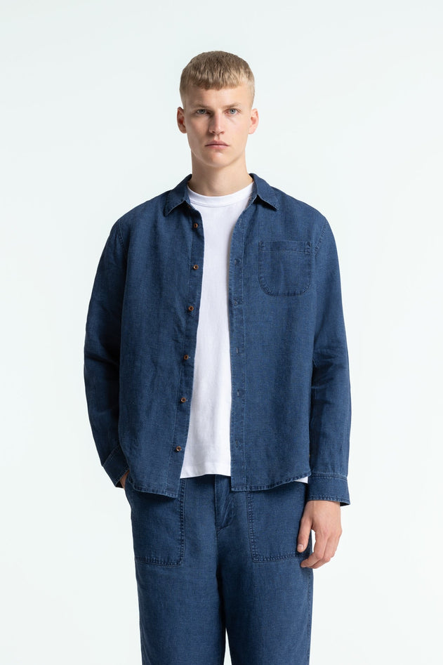 Enda Pocket Shirt Indigo Linen