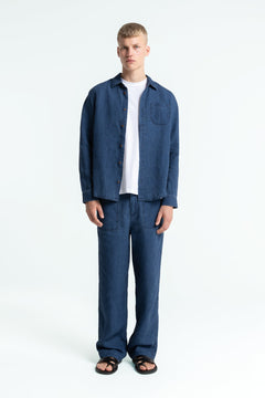 Enda Pocket Shirt Indigo Linen