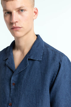 Arkin Button-Up Shirt Indigo Linen