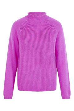 Fuchsia pink merino wool jumper, front view