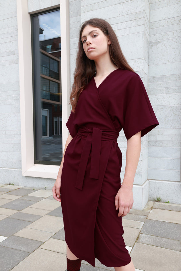 Jade Wrap Dress Burgundy