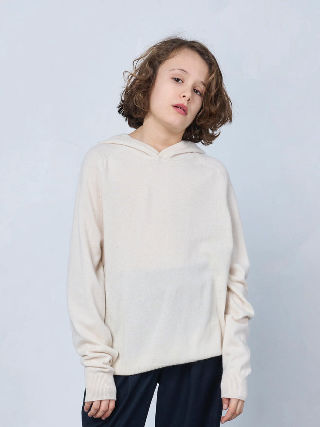 Kids' Cashmere Hoodie Ivory