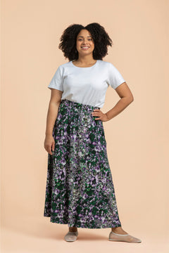 Soft Midi Skirt Blooming Forest Lilac